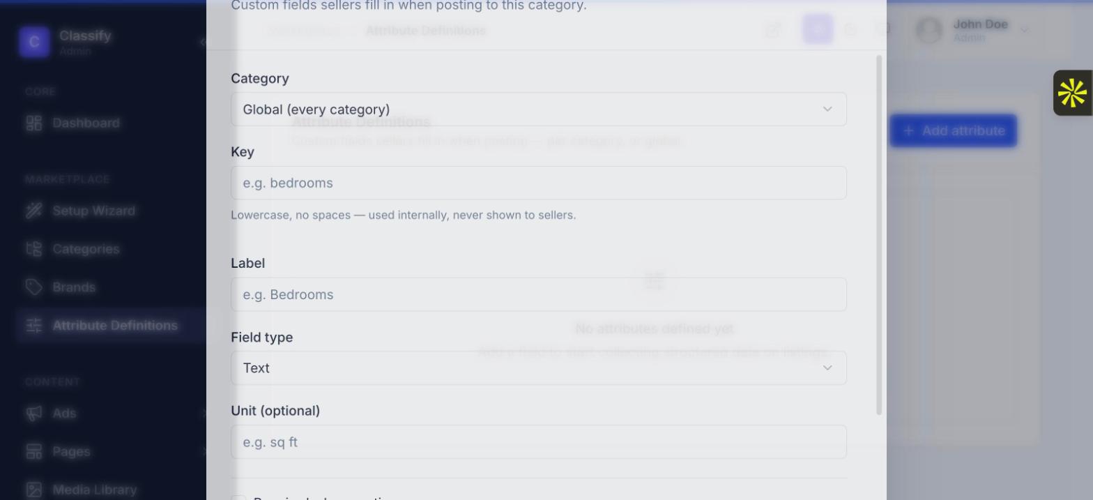 Add attribute modal