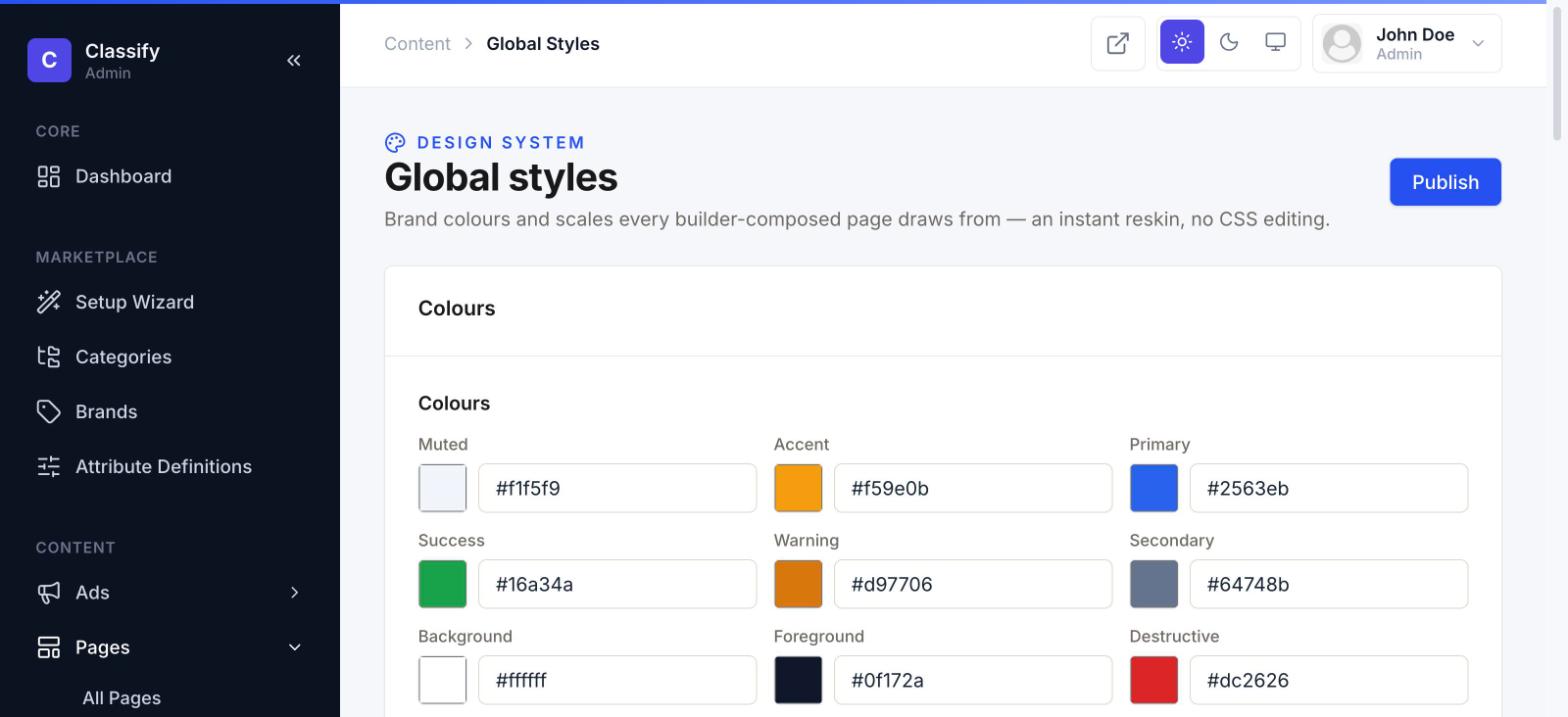 Global styles color tokens