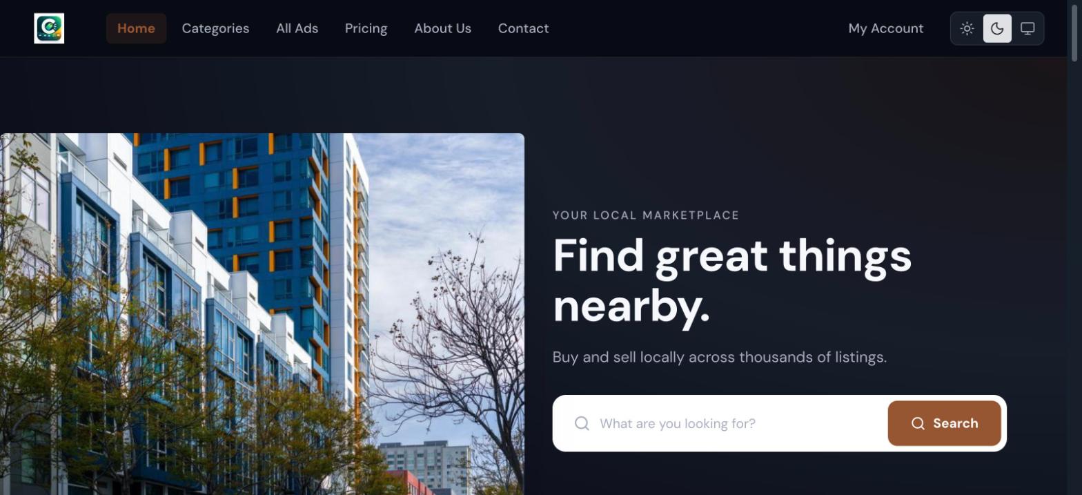 Public homepage in dark mode