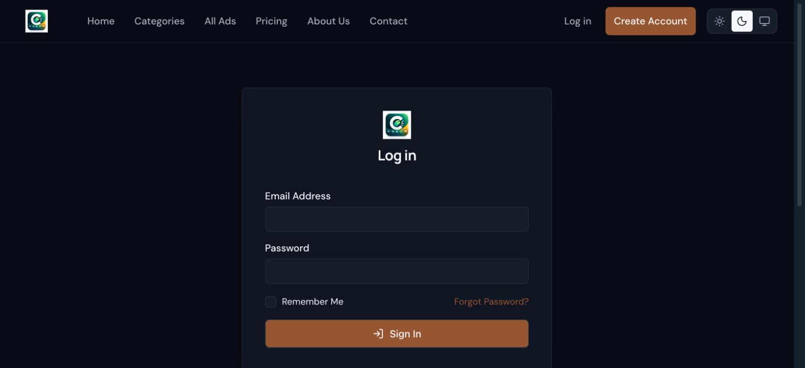 Login page