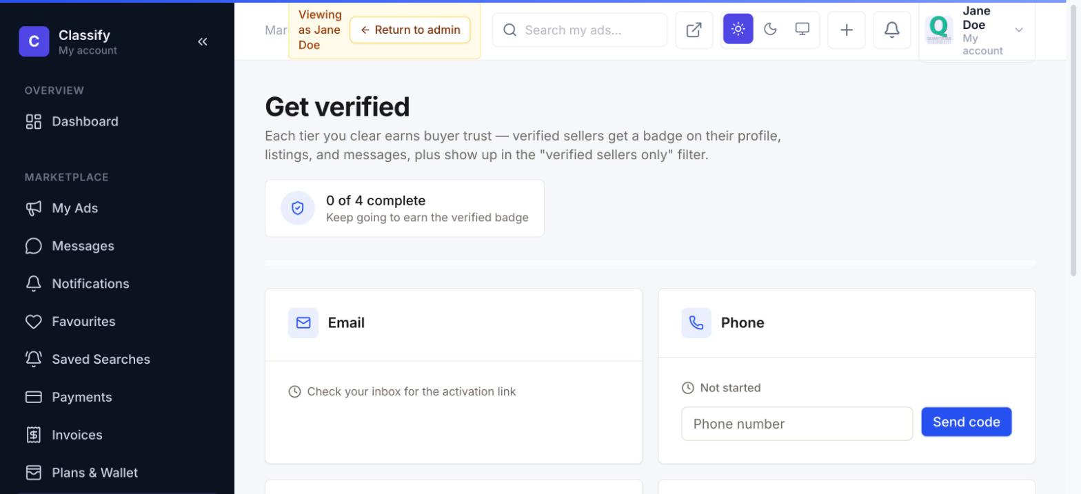 Verification page