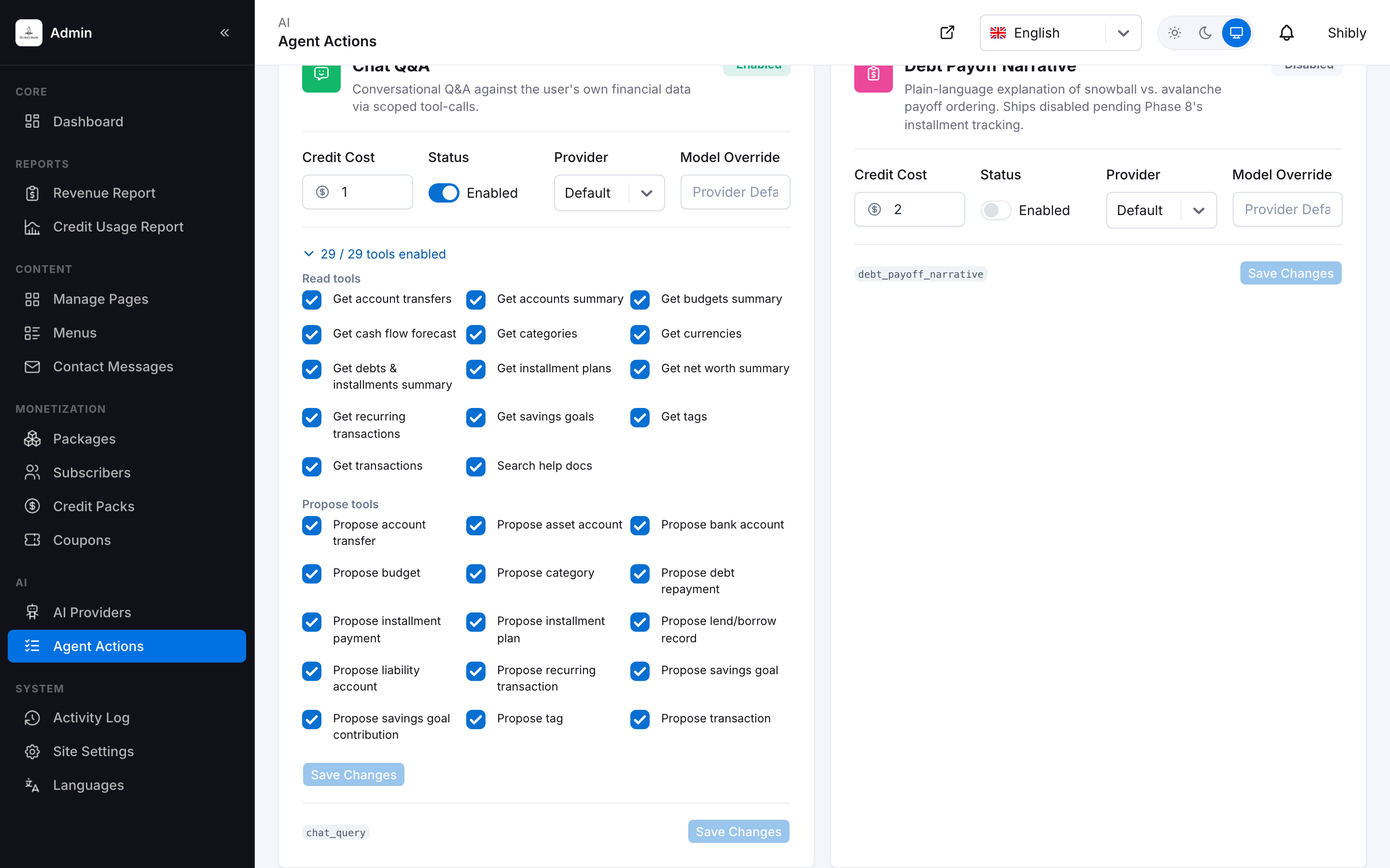 Chat Q&A's tool checklist, expanded — Read tools and Propose tools