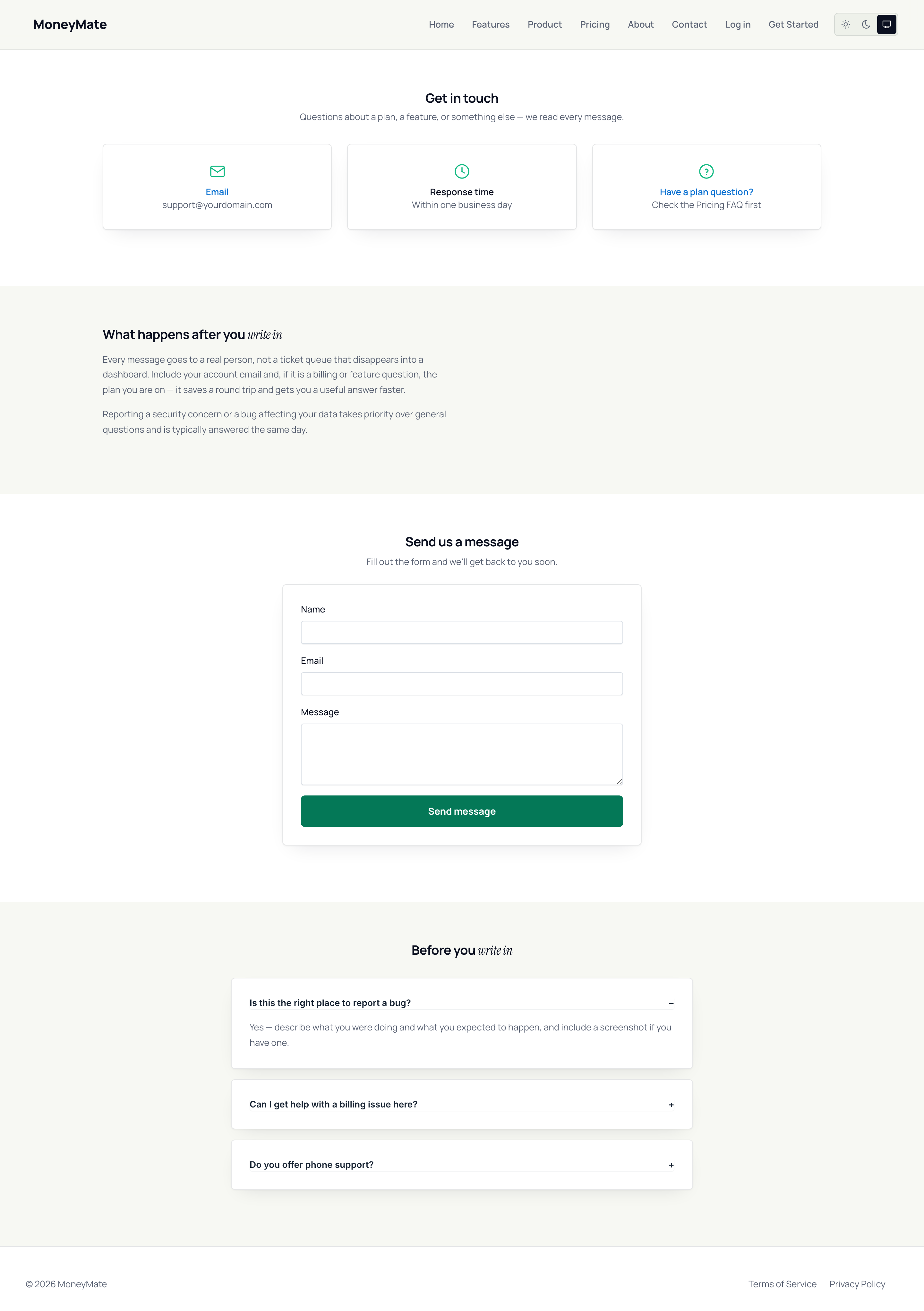 Contact page