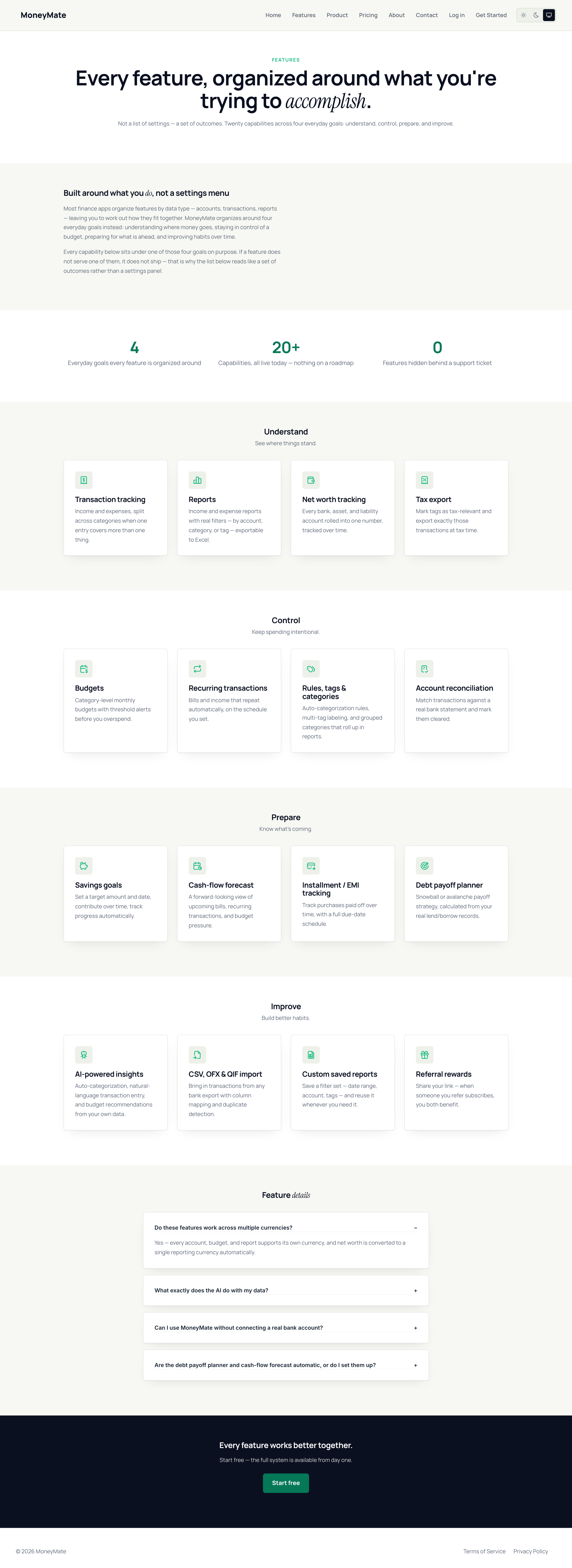 Features page